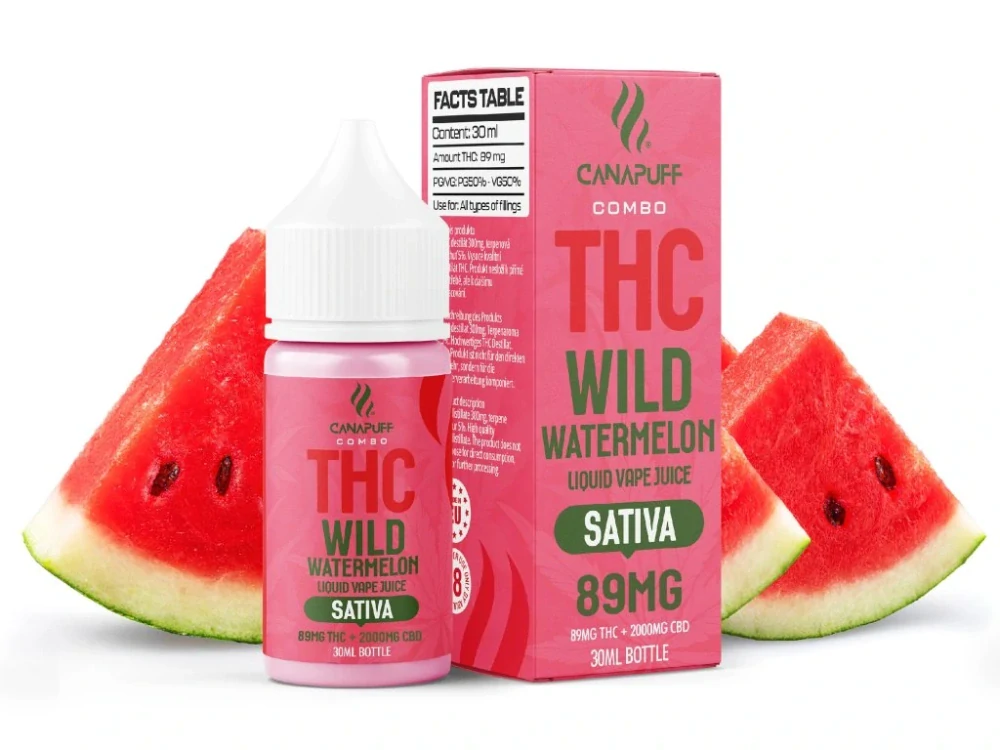 CanaPuff THC/2000mg CBD – Wild Watermelon 89mg THC – Liquid, 30 ml